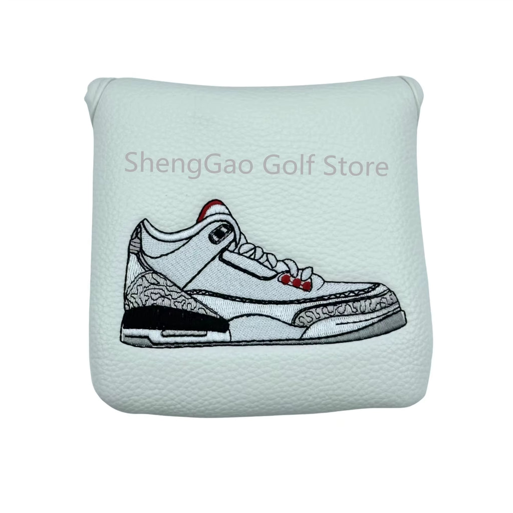 1Pc Shoes Pattern Golf Putter Cover PU Leather Large Mallet Golf Head Cover Magnetic Closure Golf Head Cover