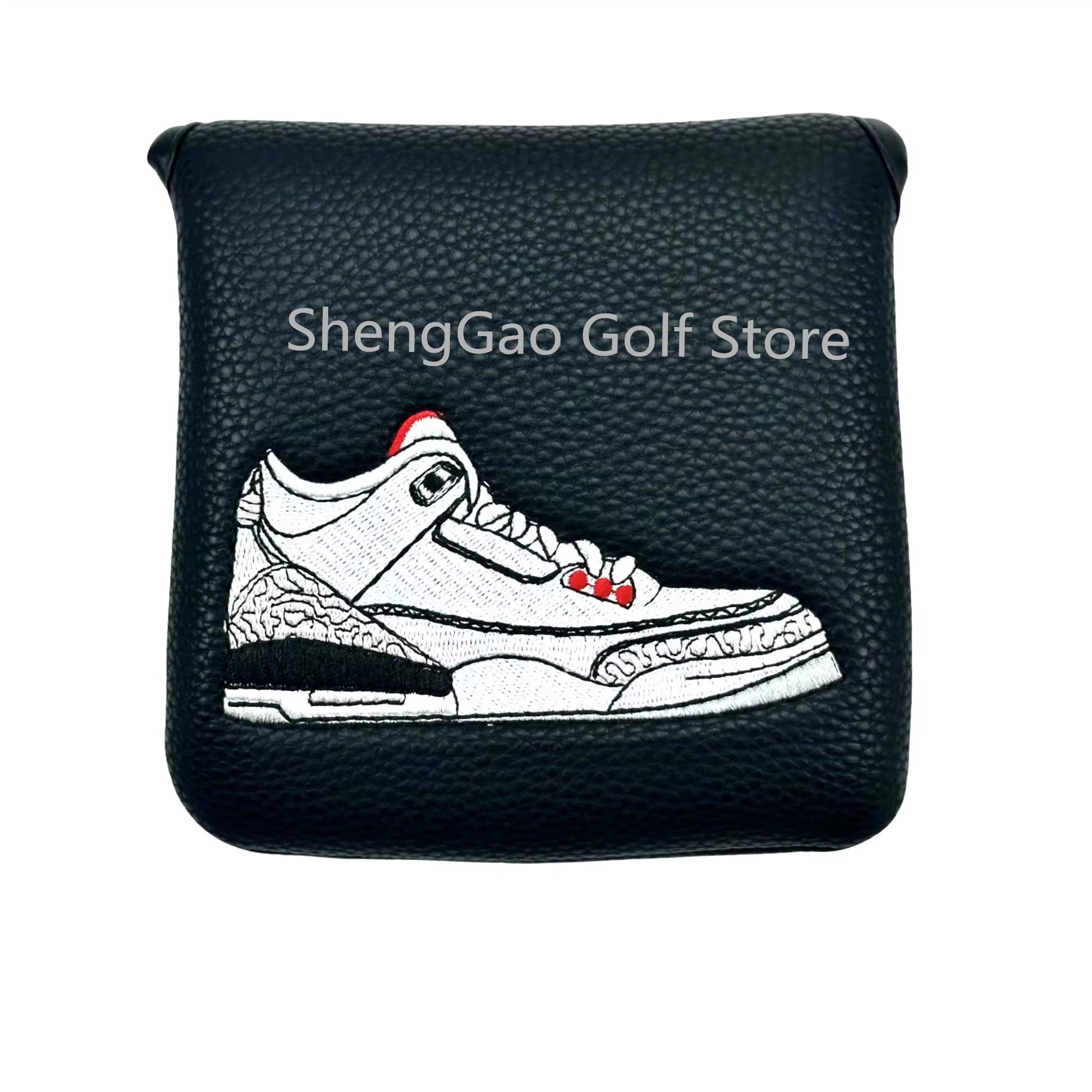 1Pc Shoes Pattern Golf Putter Cover PU Leather Large Mallet Golf Head Cover Magnetic Closure Golf Head Cover