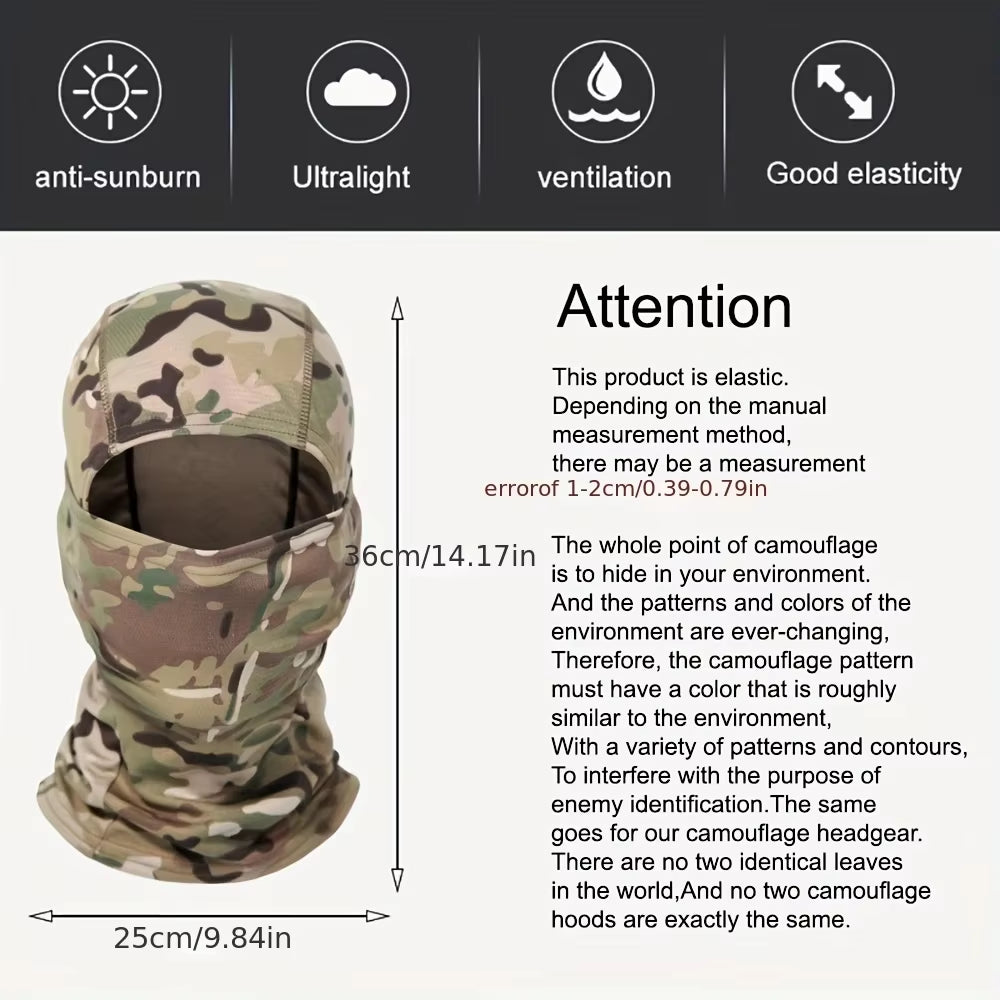 Tactical Windproof Balaclava for Bicycle Riding, Full Cover, Outdoor Hunting, Hiking Head, Warm Shield, Ski Scarf