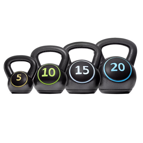 50 Lbs Coated Kettlebells 4 HDPE Coated Kettle Bells for Home Gym, Black