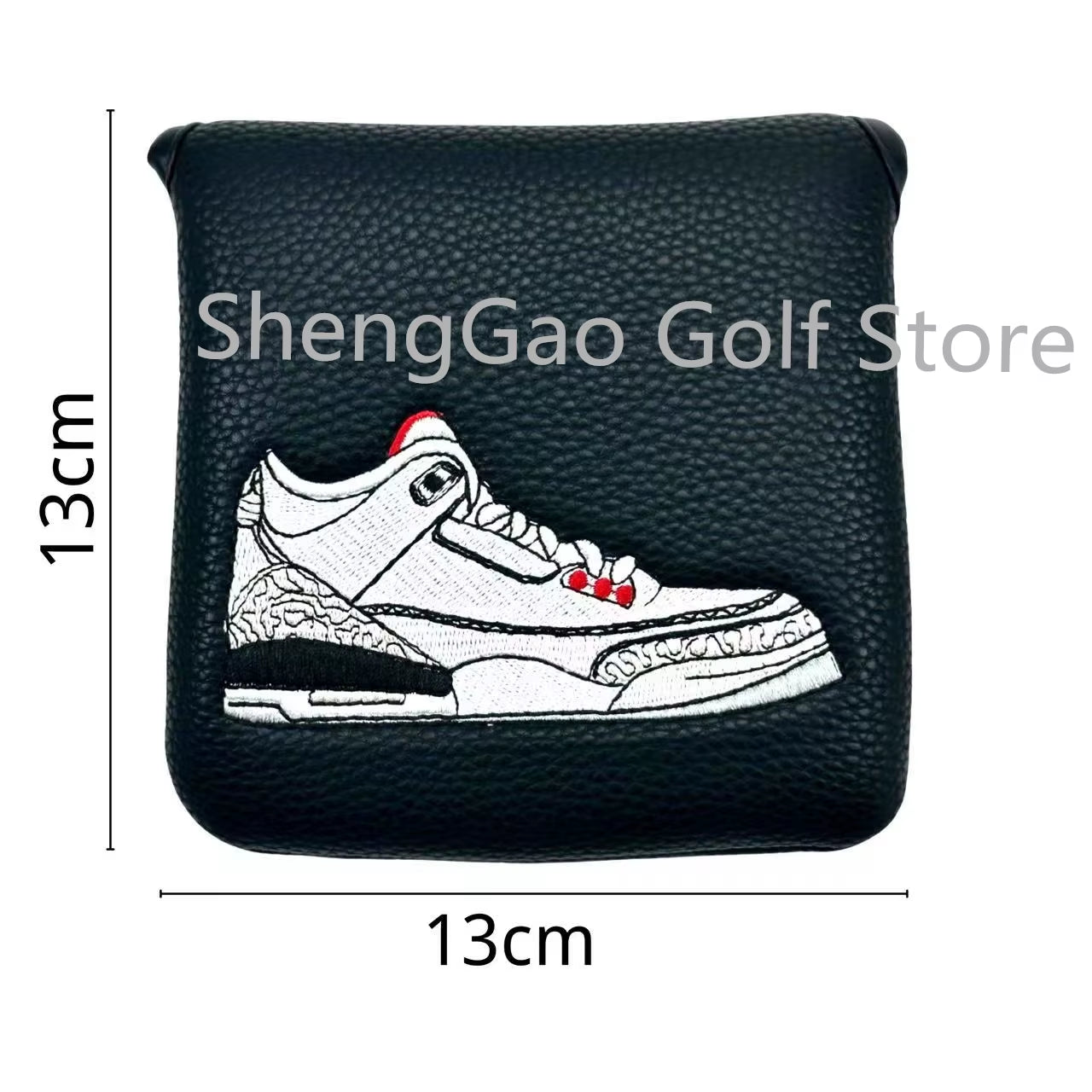 1Pc Shoes Pattern Golf Putter Cover PU Leather Large Mallet Golf Head Cover Magnetic Closure Golf Head Cover